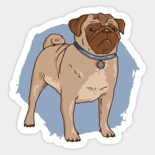 Cute Pug Dog Illustration Sticker